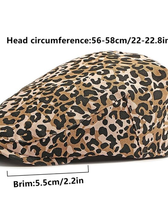 Women\'s Leopard Print Beret Hat Retro Newsboy Ivy Cap Cabbie Flat Cap Pink main image 5